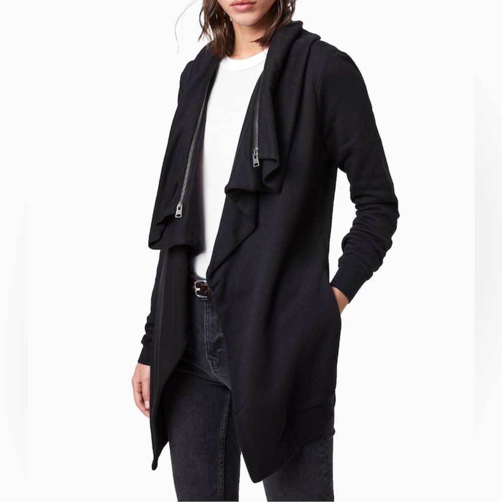 All Saints Black Drape Sweater